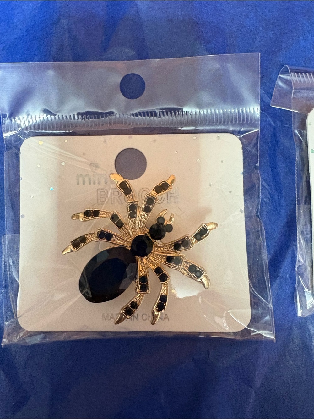 Mint Black and Gold Spider Brooch